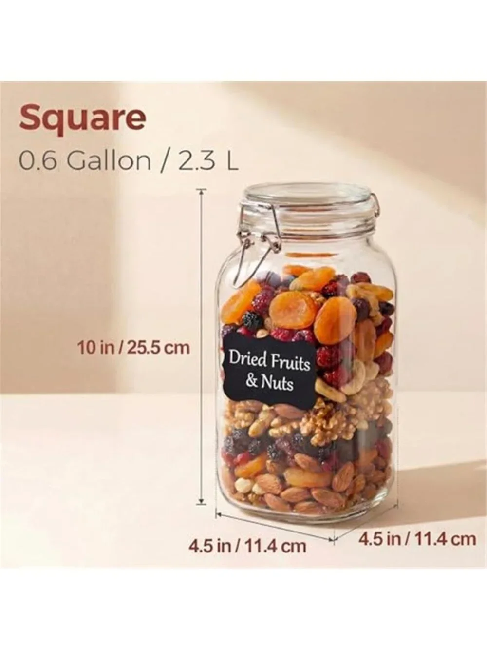 78oz - 3 Pack Square Glass Jars with Airtight Lid, Wide Mouth Mason Jars